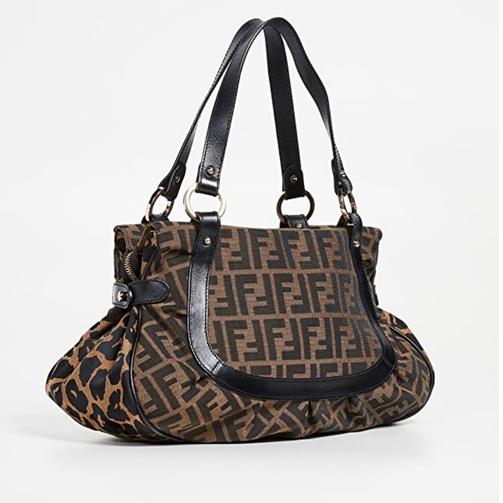 Fendi Zucca Leopard shoulder bag